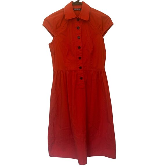 Martin + Osa tomato-red cotton cap-sleeve shirt dress sz 0 - Picture 2 of 6